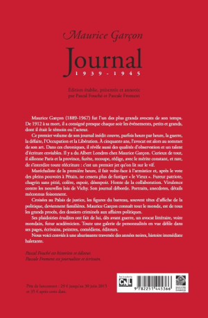 Journal (1939-1945) - Maurice Garçon - BELLES LETTRES