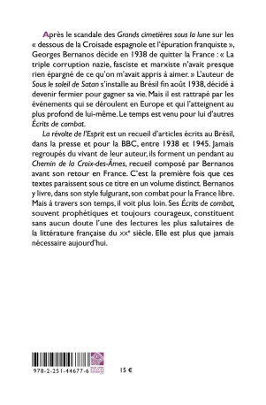 La Révolte de l'Esprit - Georges Bernanos - BELLES LETTRES