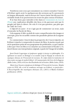 Commentaire du Livre de l'Exode - Maître Eckhart - BELLES LETTRES