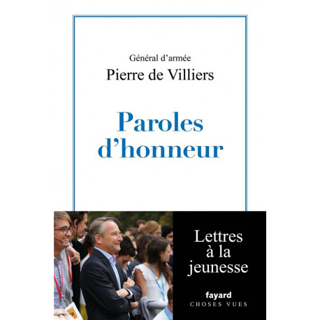 PAROLES D-HONNEUR - LETTRES A LA JEUNESSE - DE VILLIERS PIERRE - FAYARD