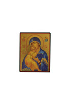 Vierge de vladimir bleue - icône dorée à la feuille 12x9,6 cm -  636.63