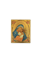 La vierge à la couronne fleurie - icône dorée à la feuille 12,2x9,6 cm -  1186.63