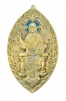 Christ en gloire emaille mandorle 25cm  bronze