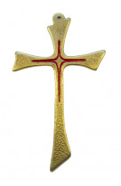 Crucifix bronze filet rouge