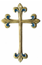 Croix fleurdelysee bronze emaille 17cm