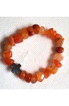 Bracelet hematite orange croix