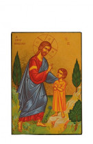 Christ benissant - icone doree a la feuille 13,7x9,6 cm -  537.63