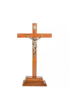 Crucifix bois sur socle
