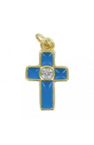 Croix de cou metal dore rose / blanc / bleu