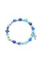 Bracelet agathe bleu perle metal