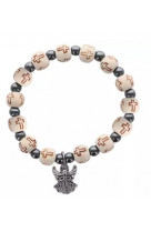 Bracelet bois croix ange pendentif