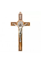 Croix saint benoit olivier christ argent 10,5cm