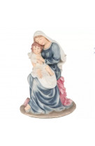 Vierge a l enfant assise polystone polychrome 22 cm