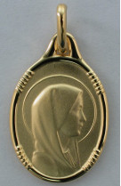 Medaille vierge ovale plaque or