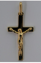Croix plaque or avec christ