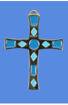 Croix benedictine bronze bleu