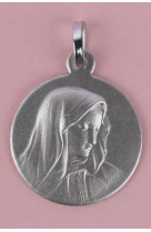Medaille argent vierge drapee