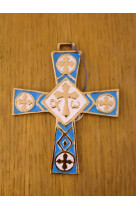 Croix bronze turquoise alpha omega