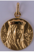 Medaille plaque or vierge au lys