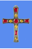 Croix benedictine bronze rouge