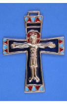 Croix bronze medieval bleu