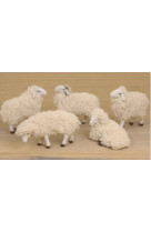 Lot 5 moutons laine personnage 9 cm