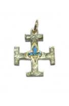 Croix pendentif scoute france bronze emaille
