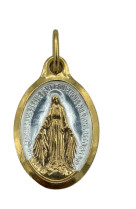 Medaille miraculeuse doree fond argente