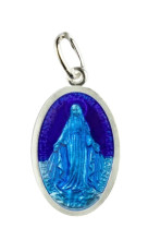 Medaille vierge emaillee bleu