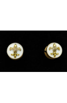 Bouton de manchette fleur de lys blanc