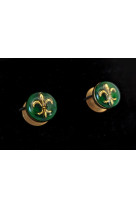 Bouton de manchette fleur de lys vert