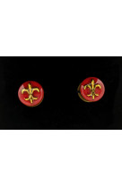 Bouton de manchette fleur de lys rouge