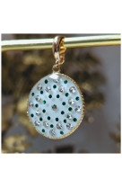 Pendentif perle d'eau bleu ciel blanc irise