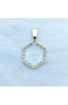 Pendentif hexagonal rond vert et cristal