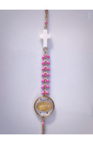 Bracelet medaille miraculeuse fushia