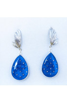 Boucle d'oreille monarque argent bleu irise