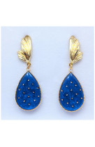 Boucle d'oreille monarque bleu irise dore