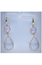 Boucle d'oreille fleur de cristal rose pale