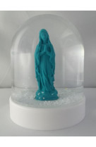 Boule a neige vierge lourdes bleu paon