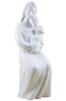 Statue vierge et enfant albatre assis 20cm blanc