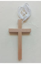 Croix communion bois avec cordon
