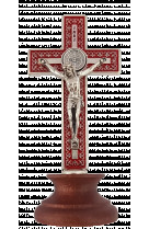 Croix saint benoit socle 9.50cm rouge
