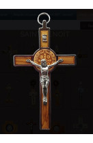 Crucifix bois metal saint benoit