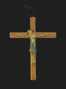 Crucifix croix latine christ bronze emaille