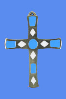 Croix benedictine bronze azur