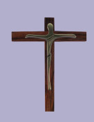 Croix bois exotique christ bronze